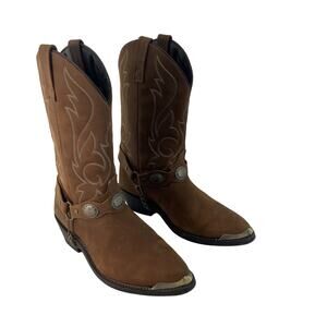 Masterson Boot Co Brown Leather Western Boot Silver Toe Men's Size 9.5 Preowned